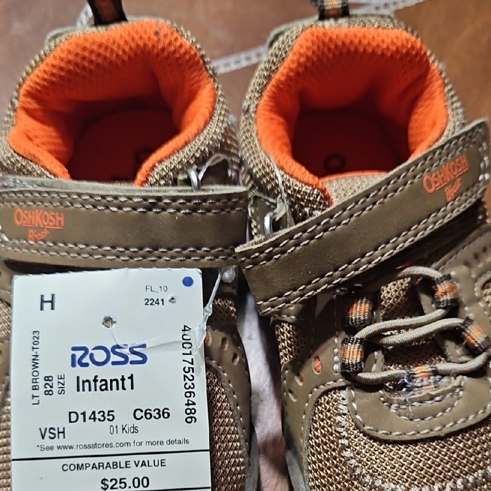 OshKosh B'gosh Brown and Orange Kids Sneakers